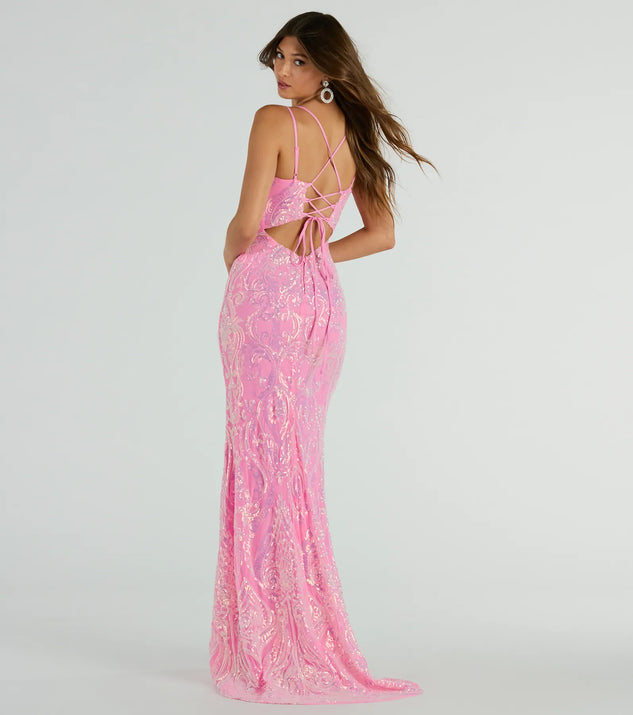 Lace up Mermaid Sequ Pink Dress Spring Summer Vacation Casual Dress