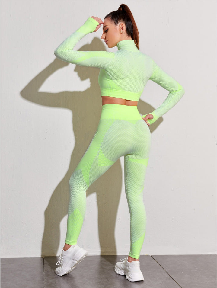 Exercise Yoga Clothes Running Fitness Nylon Nylon Quick Drying Long Sleeve Trousers Suit Women