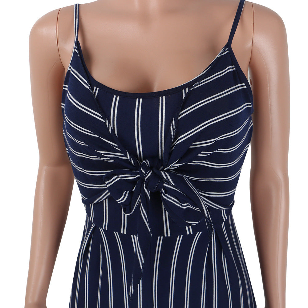 Sexy Slim Fit Striped Bow One Piece Nightclub Uniforms