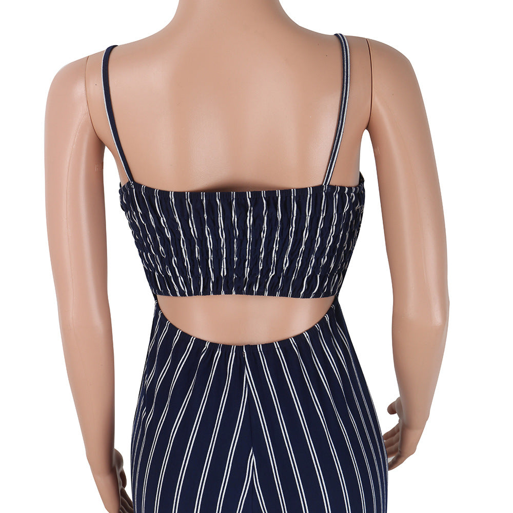 Sexy Slim Fit Striped Bow One Piece Nightclub Uniforms