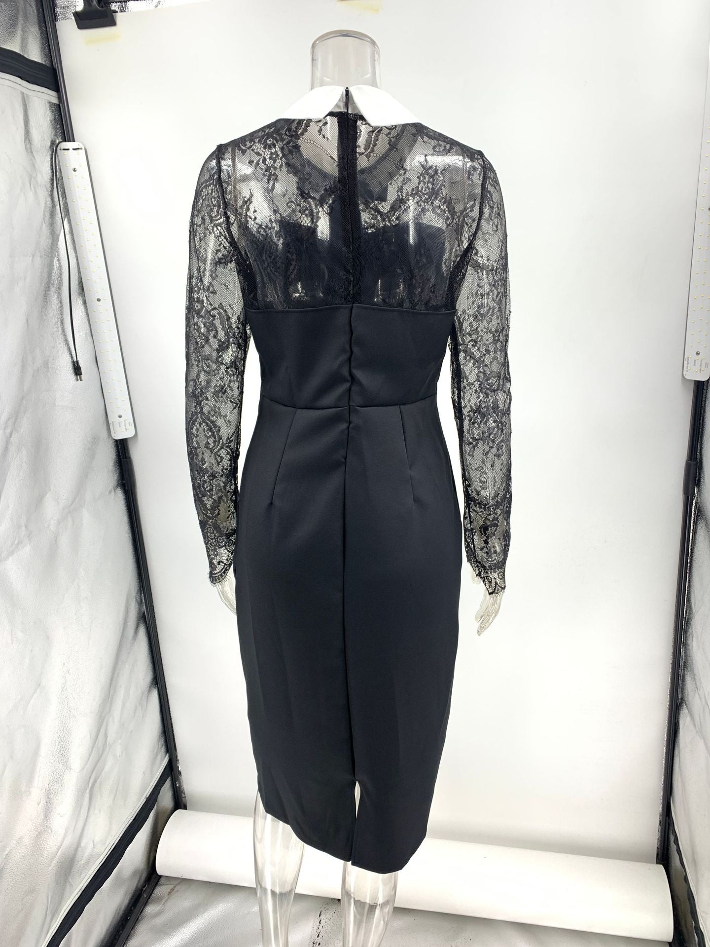 Women Sexy Sheath Slim Fitting Patchwork Lace Dress