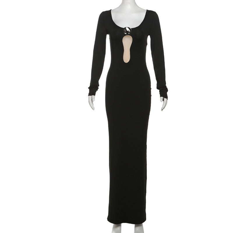 Autumn Winter Women Clothing Personality Mesh V neck Patchwork Slim Sheath Split Long Sleeve Dress Women