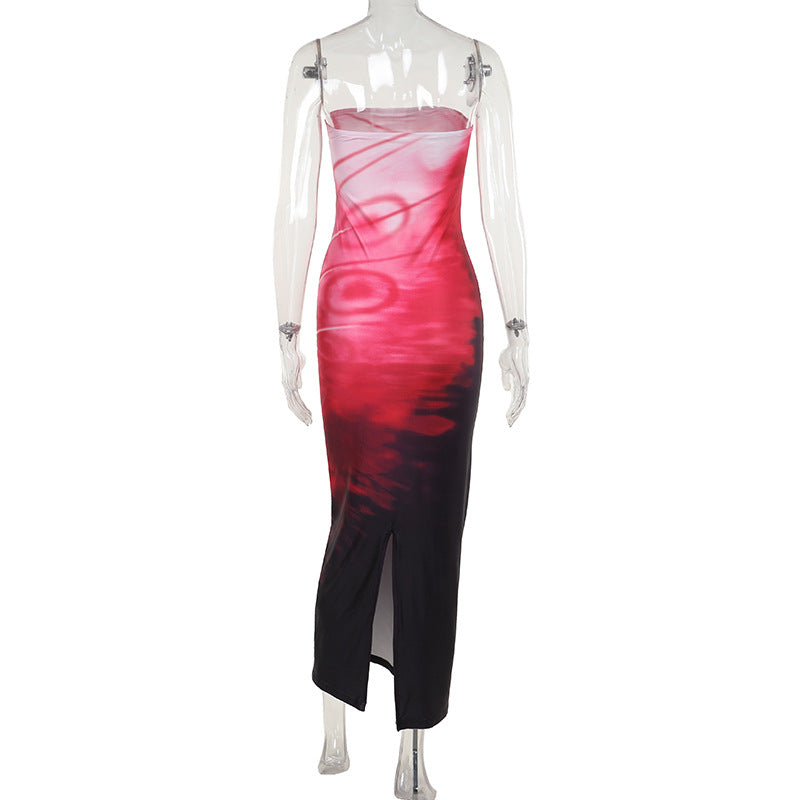 Summer Elegant Dress Vacation Casual Sexy Tube Top Printed Dress Women