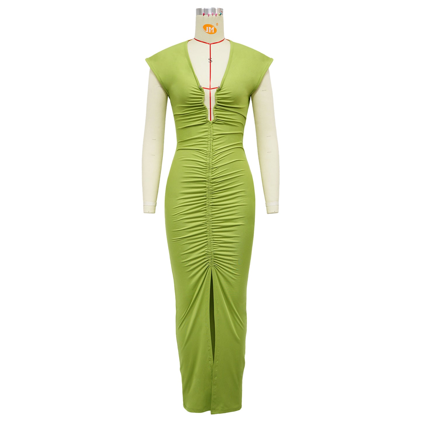 Women Wear Summer Solid Color Sexy Deep V Plunge Slim Fit Dress