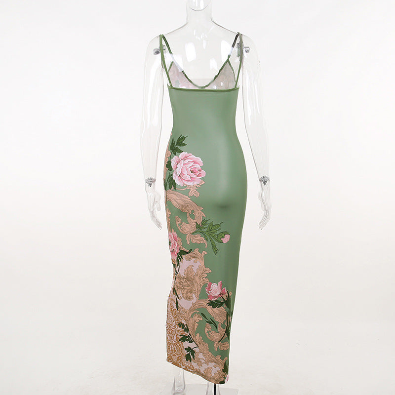 Summer Holiday Casual Slim Fit Printing Slip Dress Women
