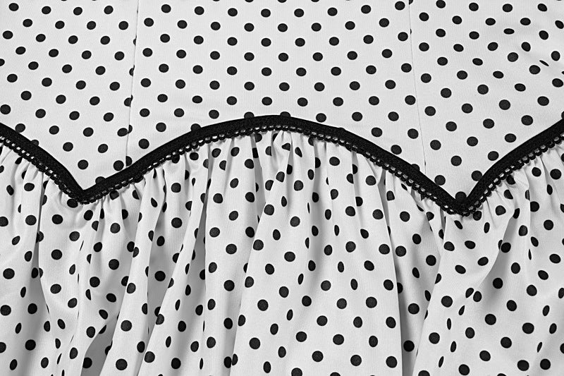 Summer Sweet Skinny Slimming Backless Braces in White Polka Dot Dress Women Clothing