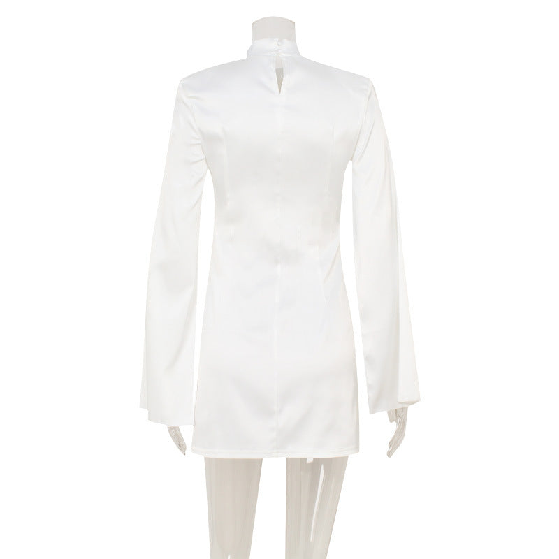 Slim Fit Slimming Light Luxury Court Advanced Satin Cape Sleeve Dress Short Dress