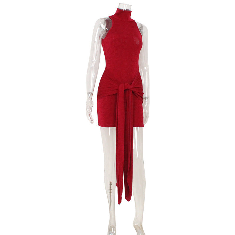 Arrival Sleeveless Halter Tight Fitting Cinched Elegant Lady Hip Lace up Dress