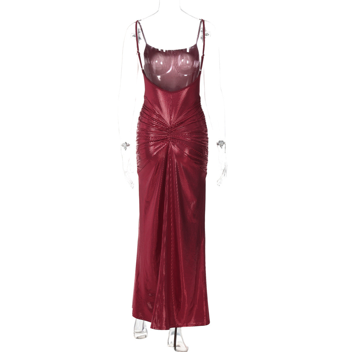 Summer Women Clothing Sexy Backless Bronzing Pleated Slim Fit Camisole Dress