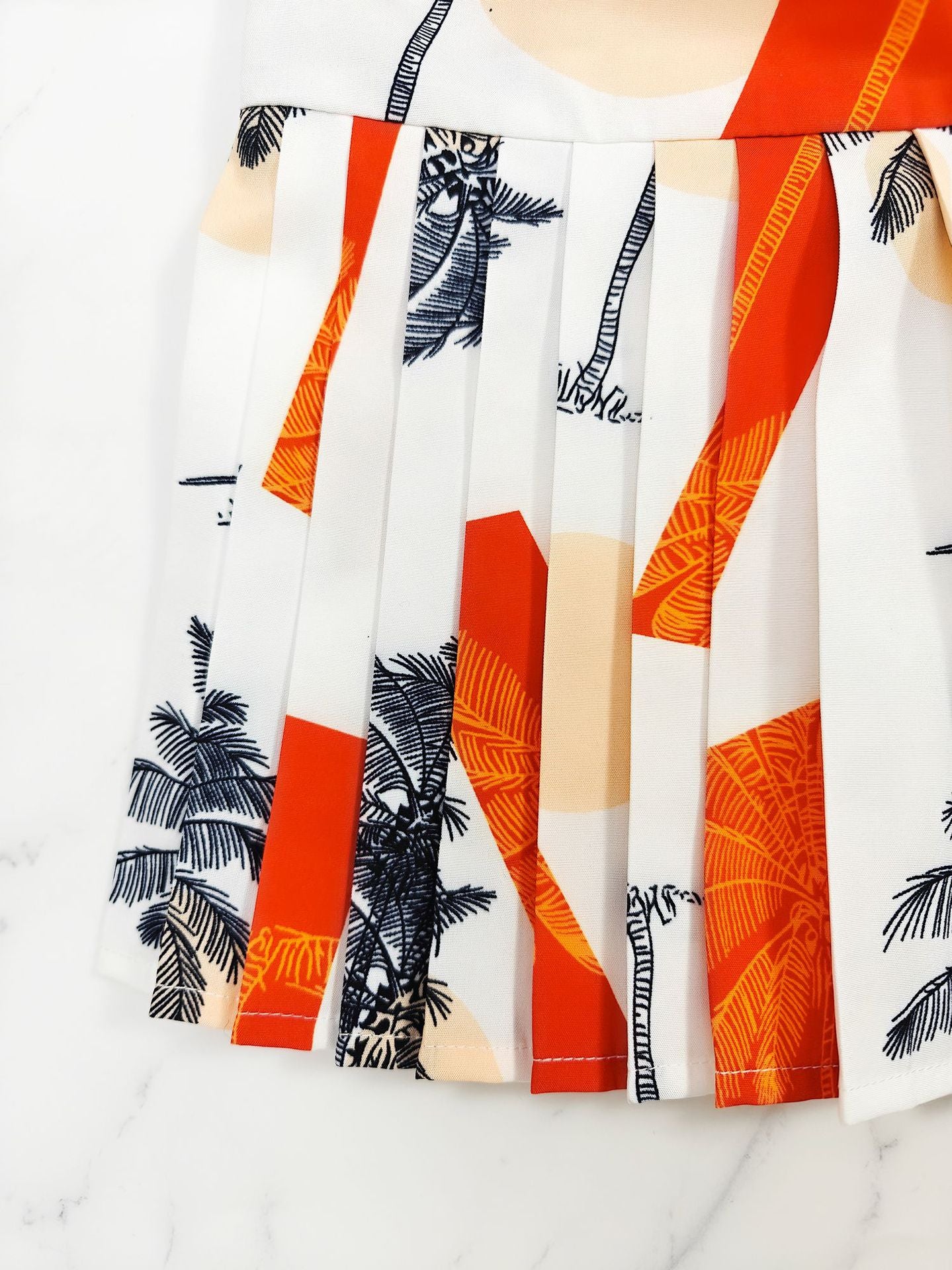 Women Printed Pleated Short Sleeve Slim Fit Dress