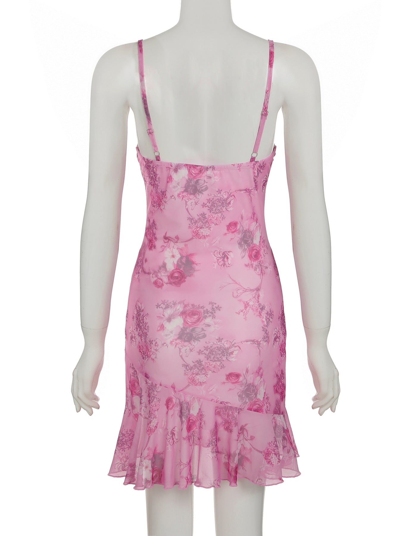 Sexy Sexy Mesh Lace Patchwork Retro Printed V neck Sling Dress Sexy Irregular Asymmetric Dress