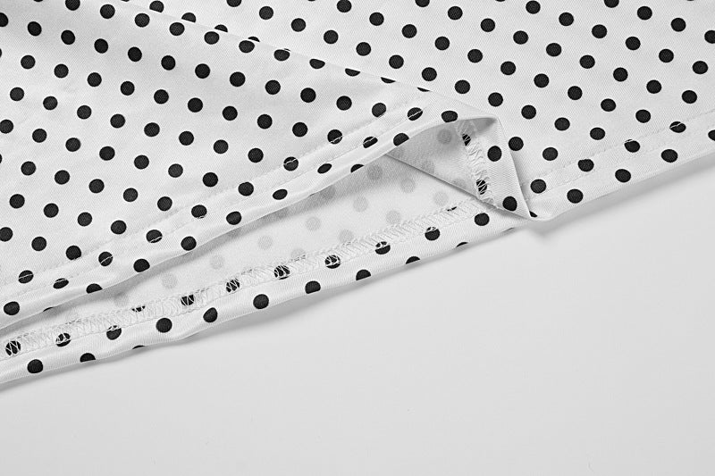 Summer Sweet Skinny Slimming Backless Braces in White Polka Dot Dress Women Clothing