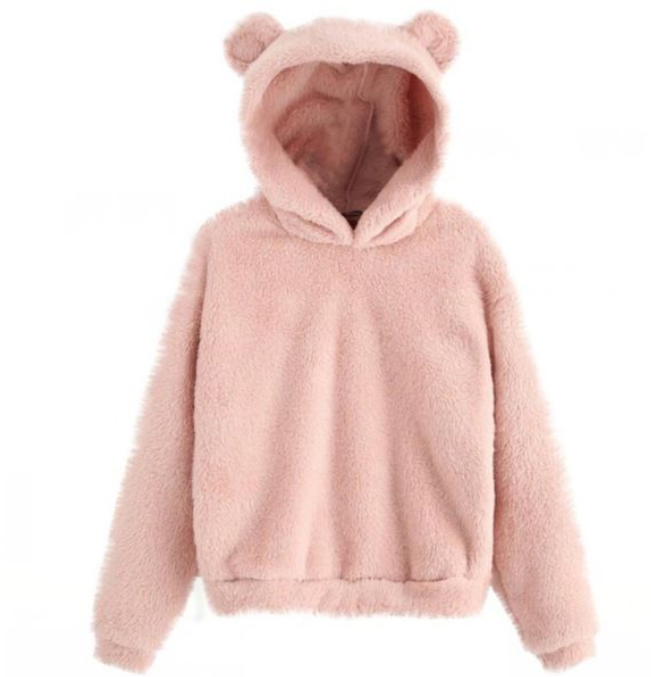 Autumn Winter Fluffy Rabbit Ears Hooded Warm Plus size