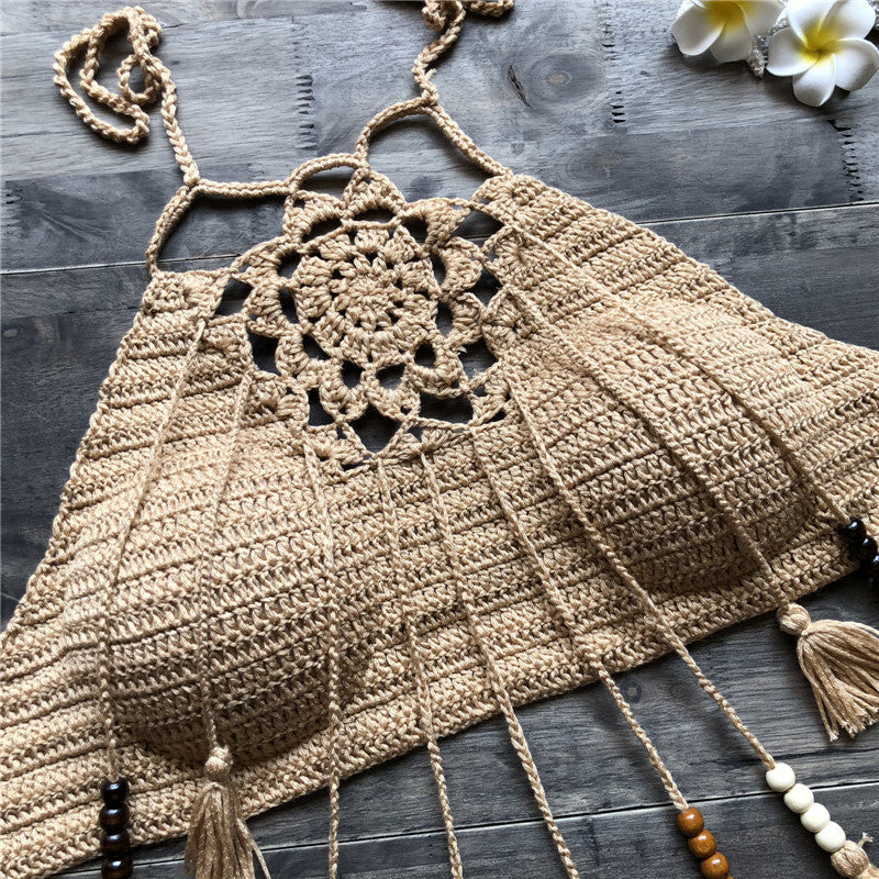 Bikini Handmade Tassel Bohemian Swimsuit Sexy Lady Beach Swimming Top