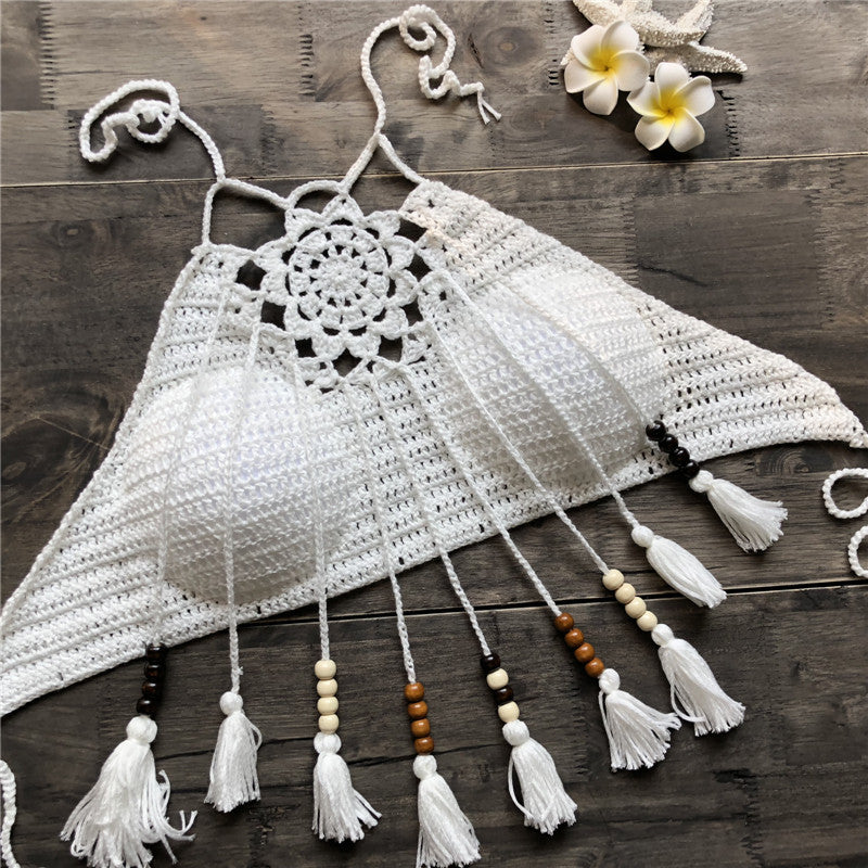 Bikini Handmade Tassel Bohemian Swimsuit Sexy Lady Beach Swimming Top