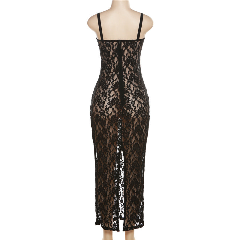 Summer Women Clothing off Neck Sexy See through Lace Slim Dress for Women