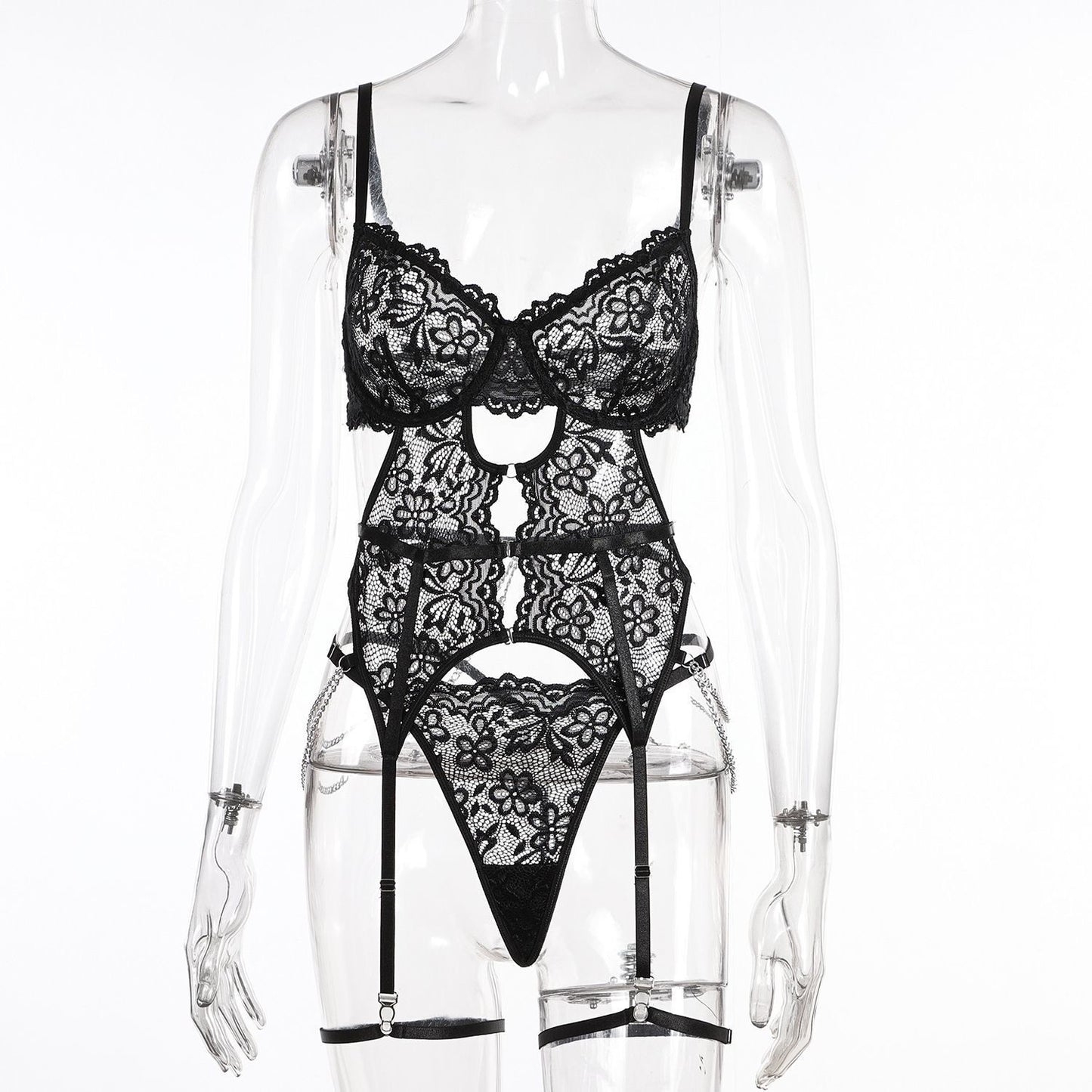 Sexy Lingerie Jumpsuit Sexy Cutout Lace up Lace Lace Sexy Lingerie Set