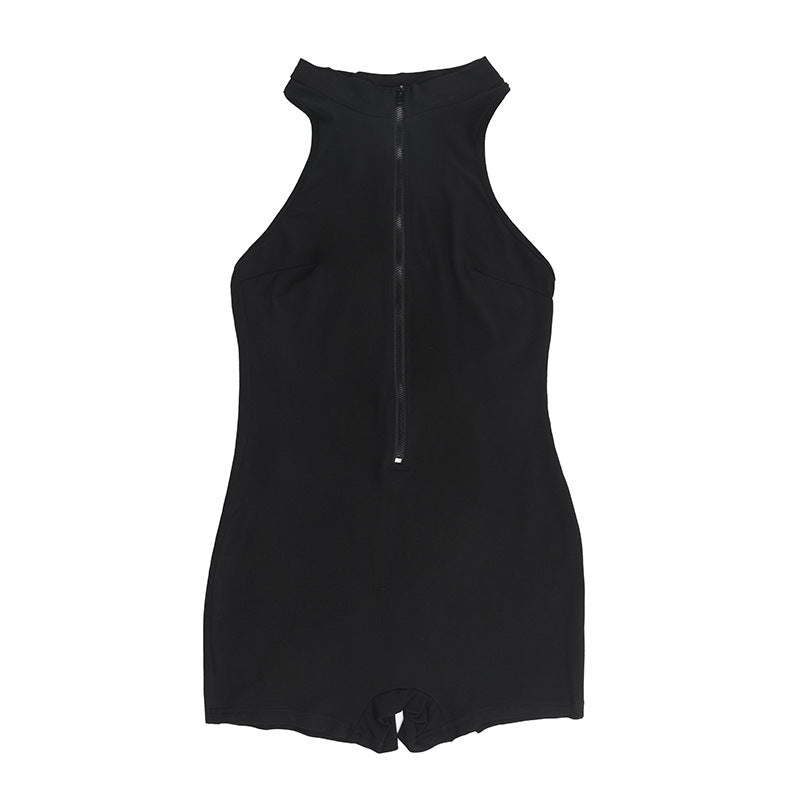 Quick Drying Romper Women Peach Hip Jumpsuit Sexy Hollow Out Cutout out Tight Zipper Yoga Pants