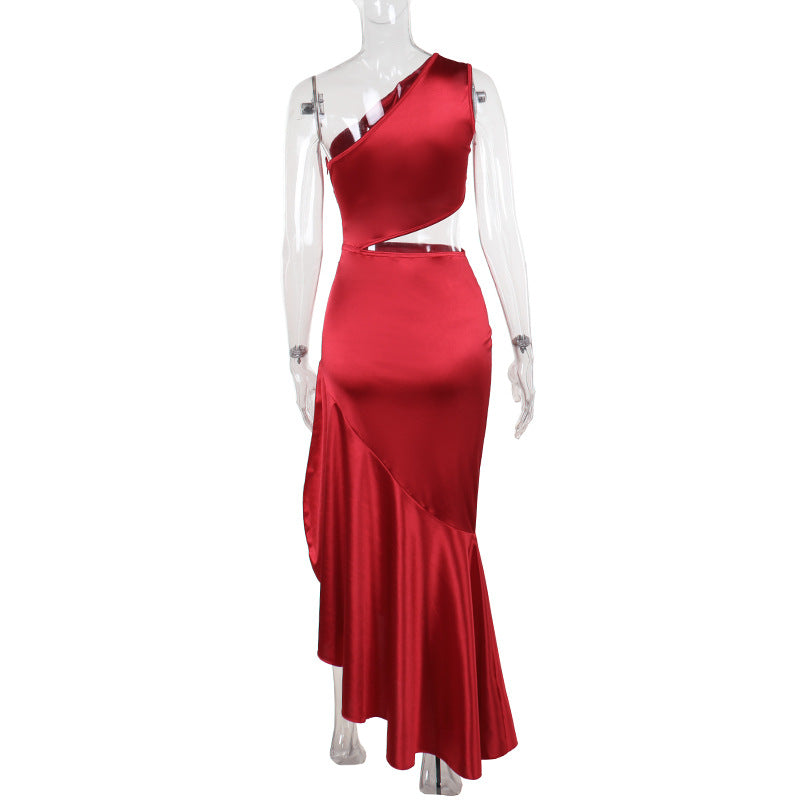 Autumn Maxi Dress Socialite Elegant Sexy Slim Fit off Shoulder Vest Dress