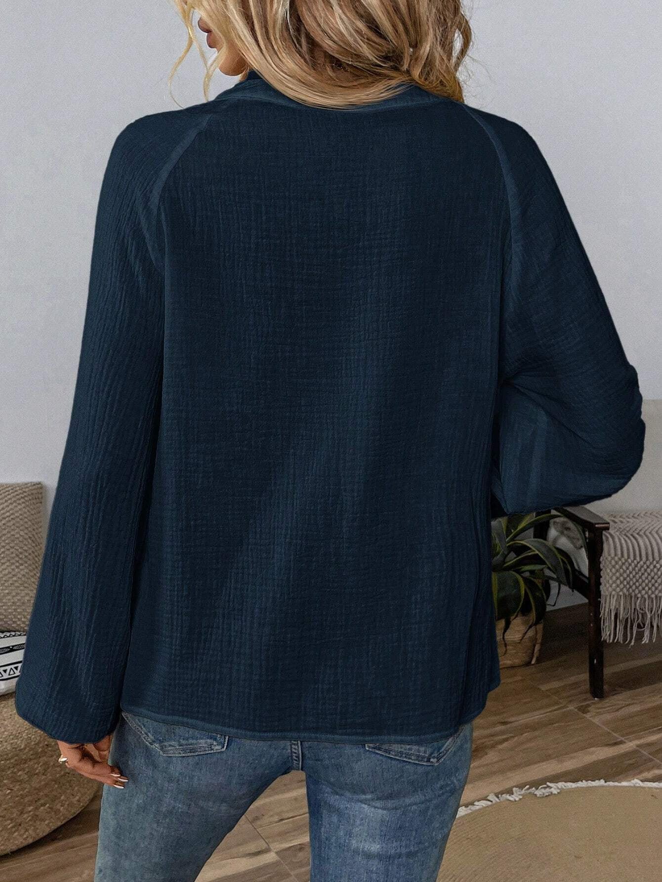 Women Spring V neck Embroidery Cotton Blouses