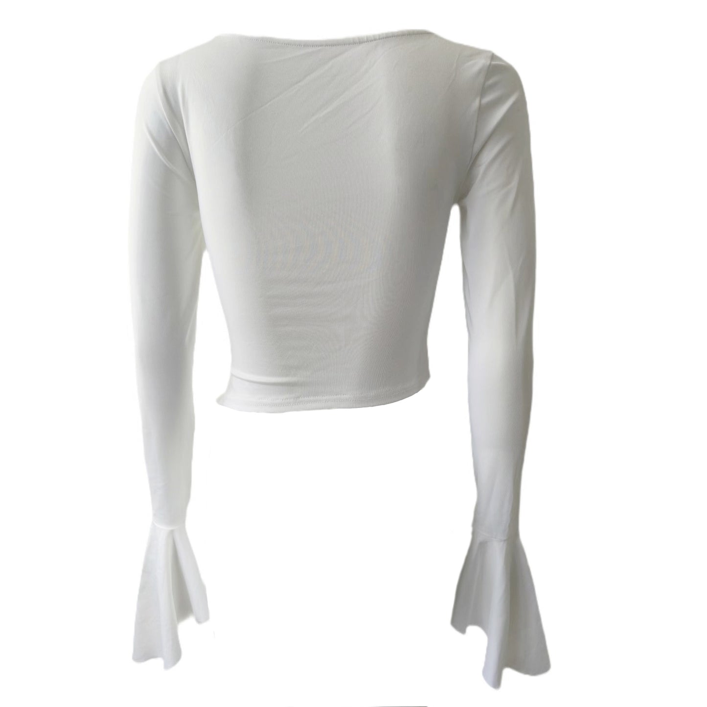 Simple White T shirt Autumn Winter Flare Sleeve Underwear Blouse Inner Slim Fit Slimming Women