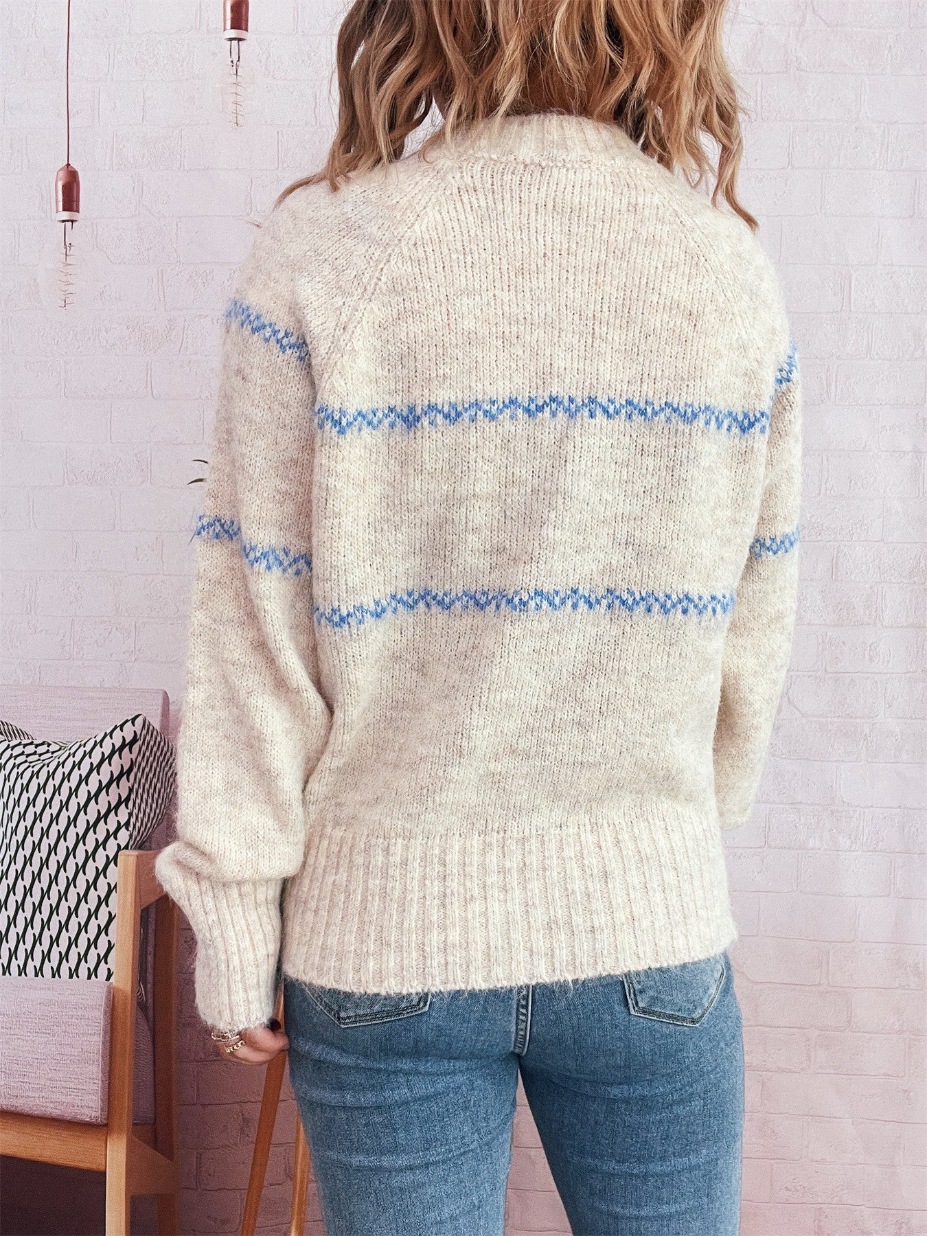 Autumn Winter Clear Cute Floral Embroidery Contrast Color Knitted Pullover Casual Loose Sweater