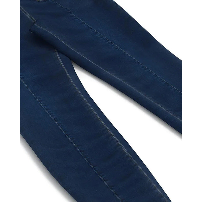 High Waist Casual Jeans Trousers Trendy Double Row Multi Button Slim Stretch Jeans Women