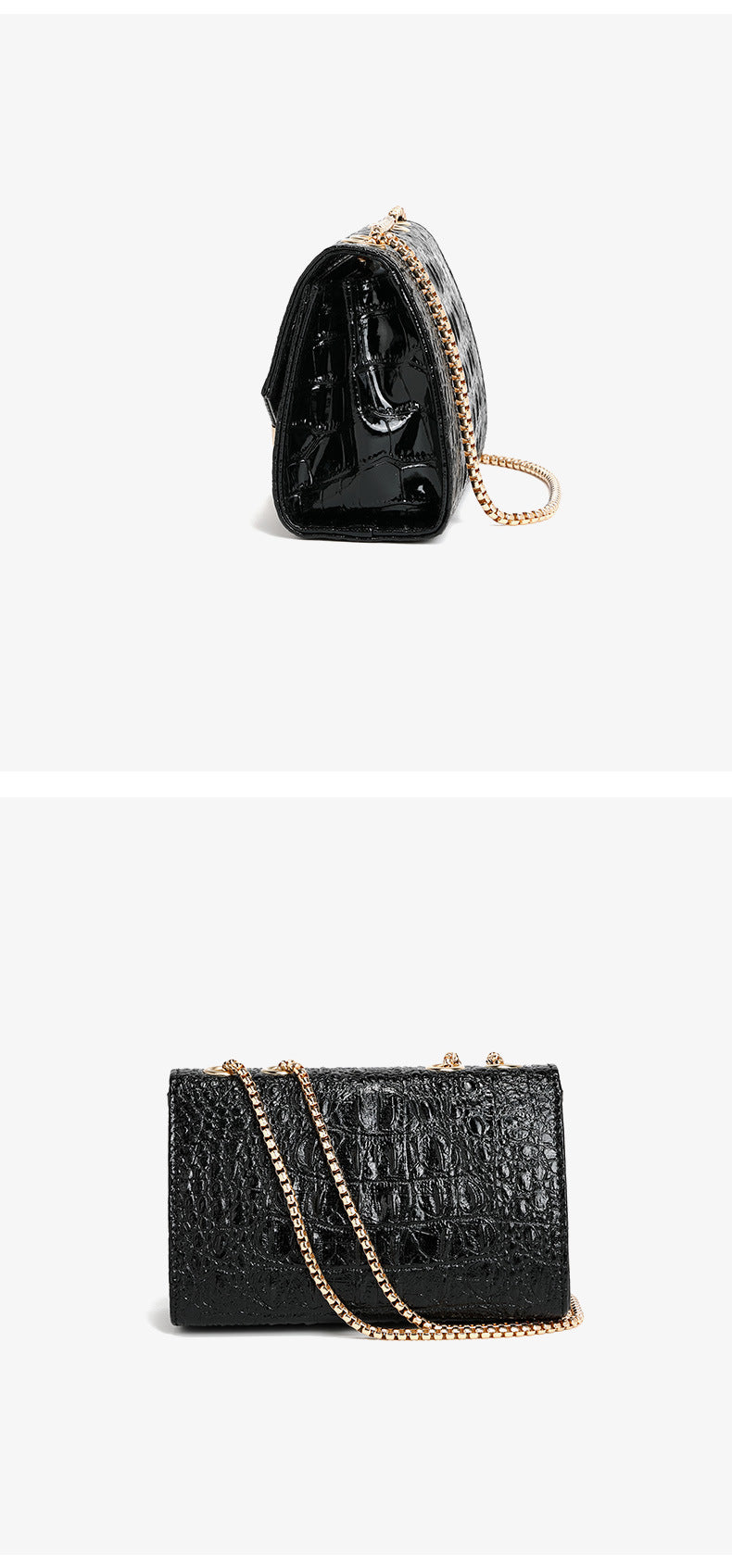 Bag Women Fashionable All Match Crocodile Pattern Chain Shoulder Crossbody Small Square Bag