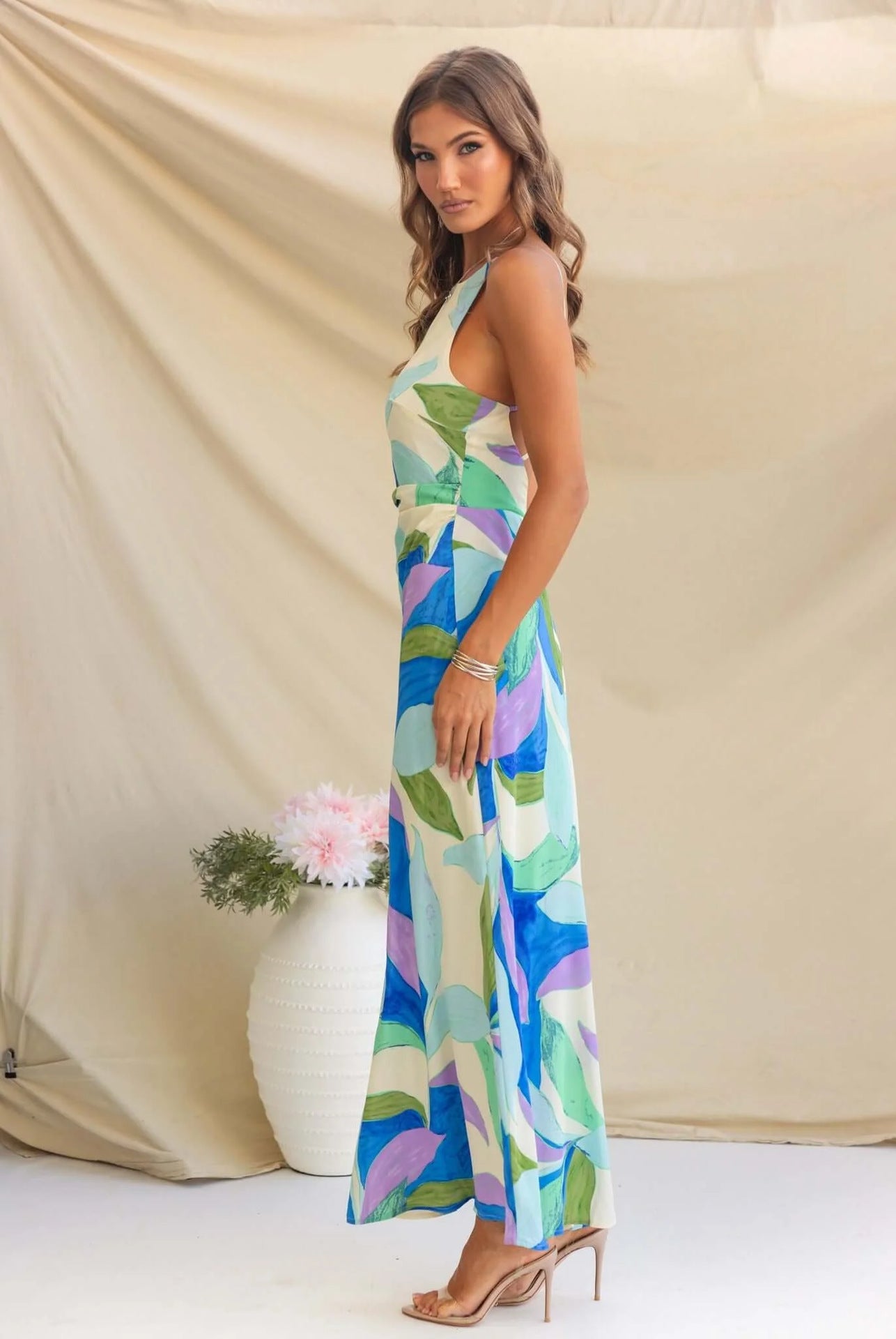 Maxi Dress Fashionable Printed Sleeveless Backless Dress