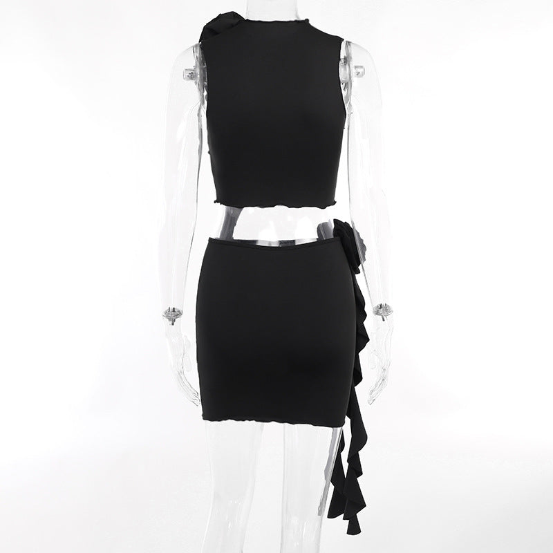 Summer Elegant Slim Fit Casual Women Floral Top Hip Skirt Sexy Set