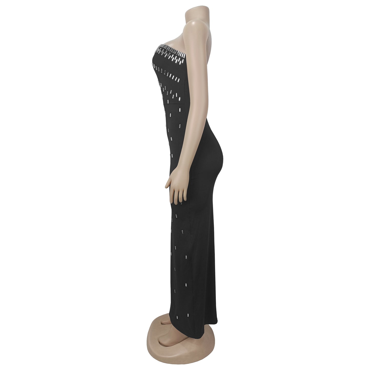 Women Wear Sexy Tube Top High End Drilling Backless Dress