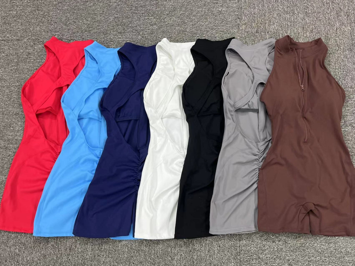Non Woven Tight With Zipper Sports Yoga Pants Peach Hip One Piece Quick Drying Pleated Fitness Jumpsuit
