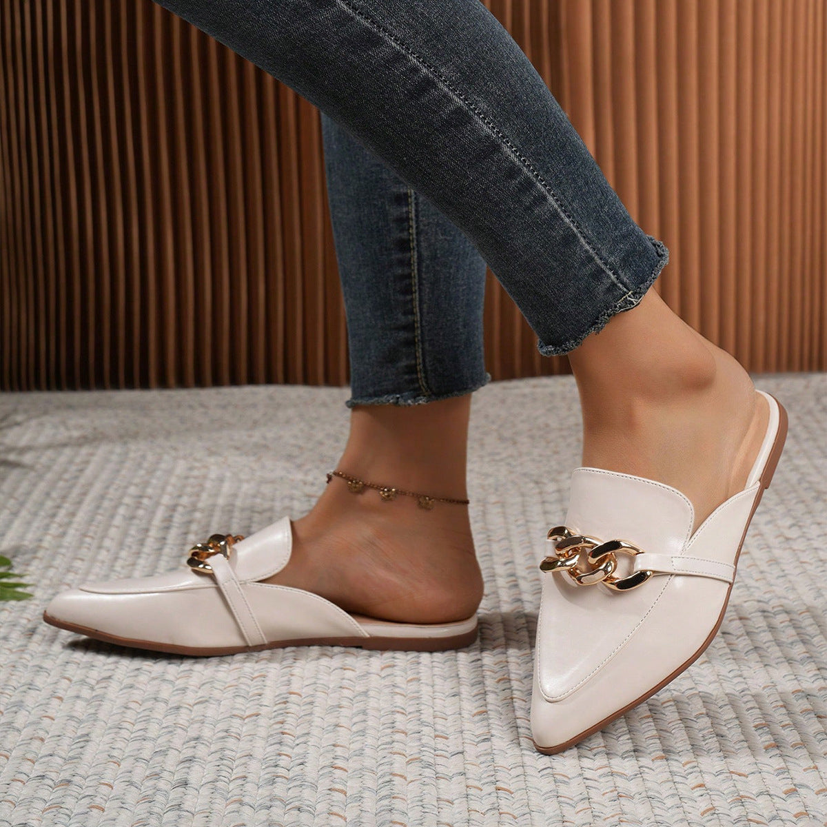 Ladies Shoes Super plus Size Mules Shoes Office Casual Solid Color Half Pack Flat Pumps Women
