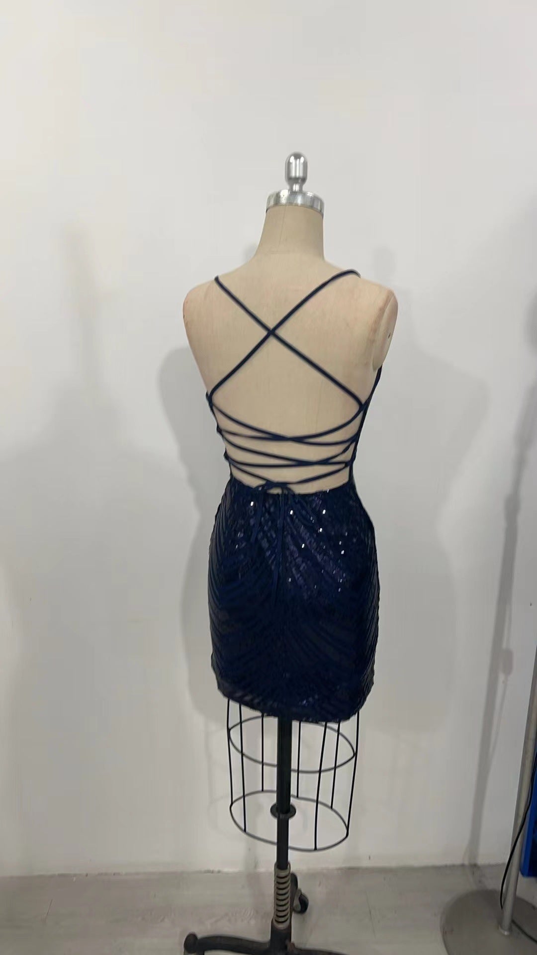 Summer Sequin Sexy Sling Retro Patchwork Green Sequ Dress