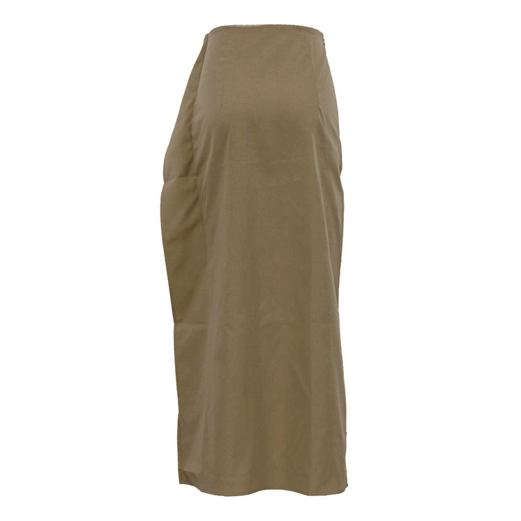 Elegant Niche Design Simple Women High Waist Slim Long Sheath Skirt