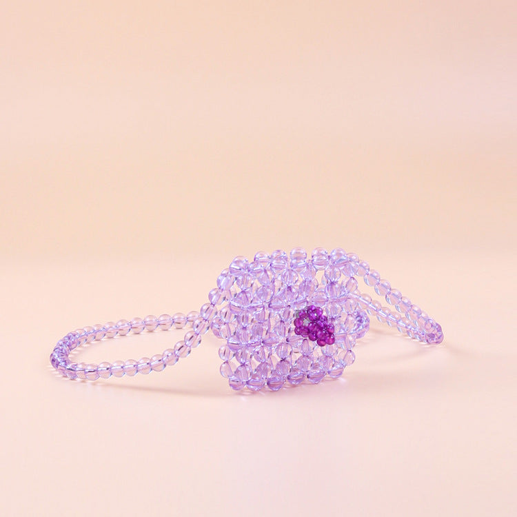 Mini Headset Shoulder Crossbody Small Square Bag Beaded Acrylic Special Interest All Match Bag