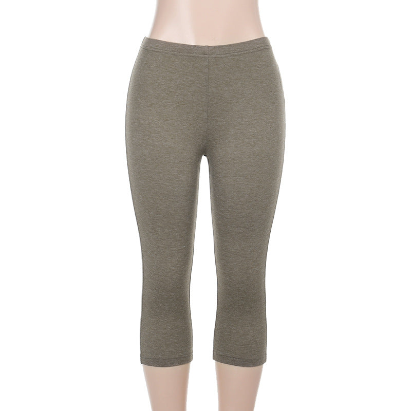 Women Sexy Turtleneck Sleeveless Vest Top High Waist Tight Cropped Pants Set