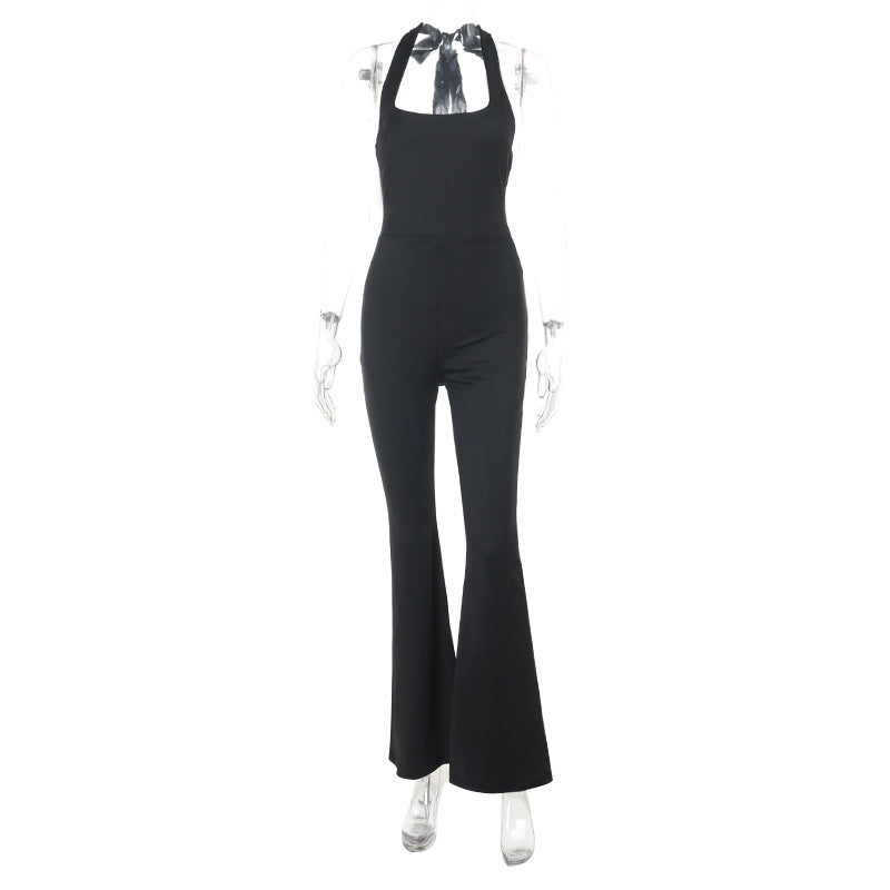 Sexy Backless Halter Tight Bootcut Pants Jumpsuit Women Women Clothing