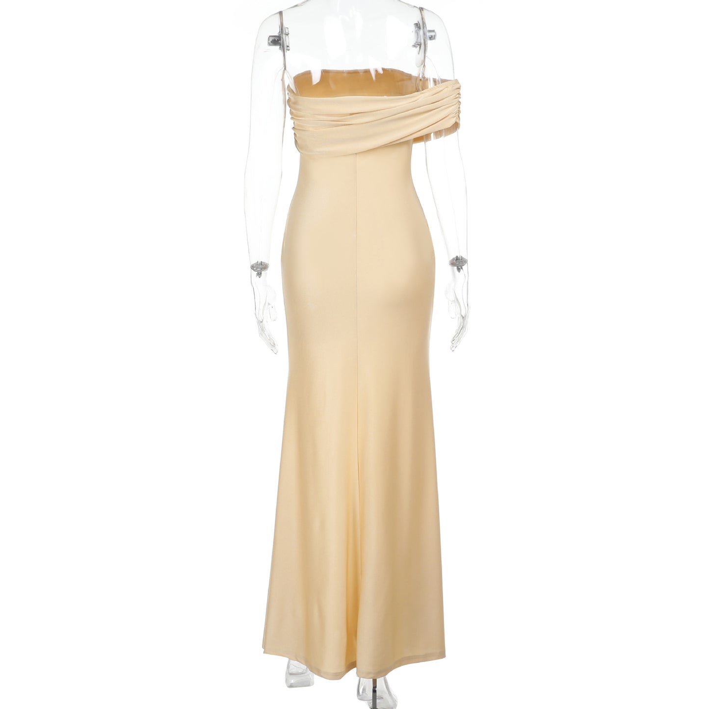Spring Elegant Sexy Slim Single Sleeve off Shoulder High Slit Dress