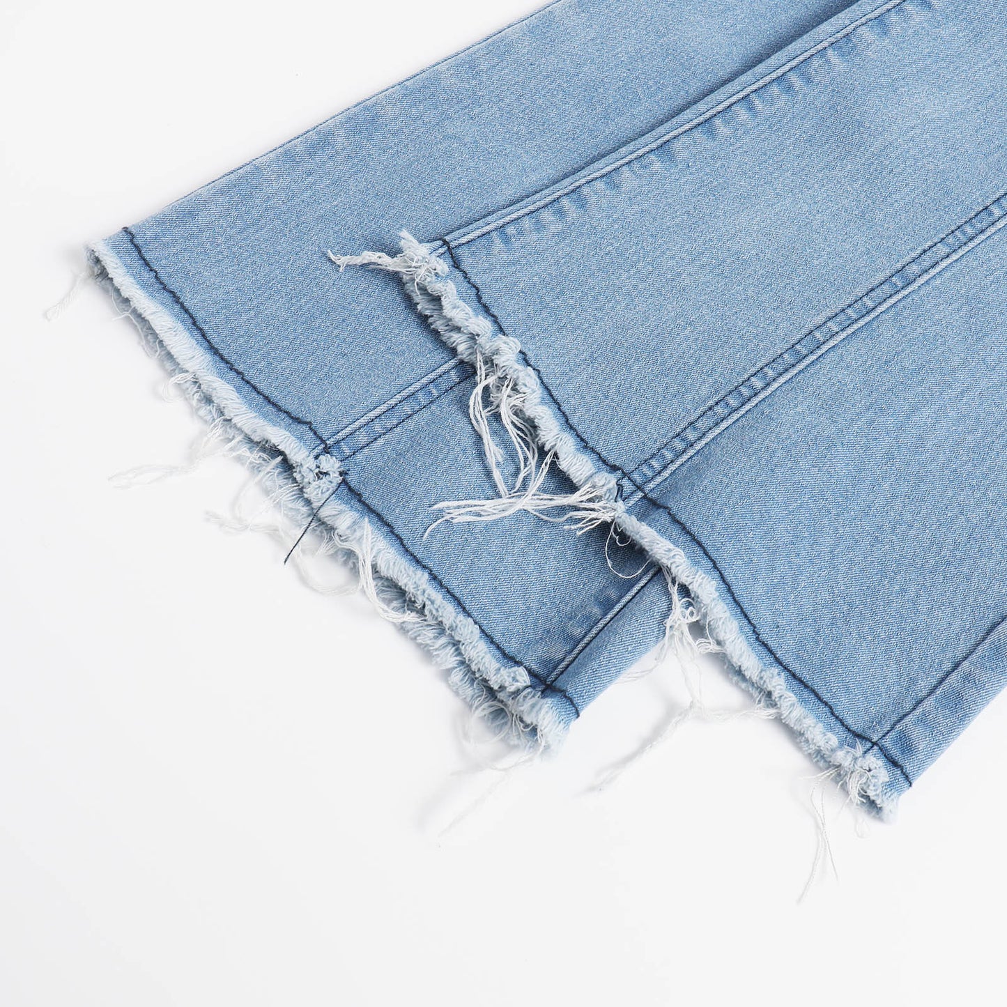 Real Shot Early Autumn Women Frayed Edge Cat Beard Hip Lifting Stretch Skinny Jeans