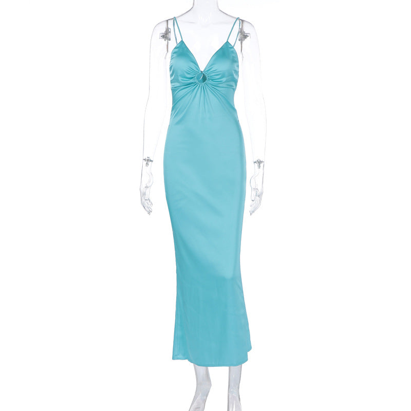 Women Clothing Summer Sexy Sling Slim Fit Backless High Waist Dress