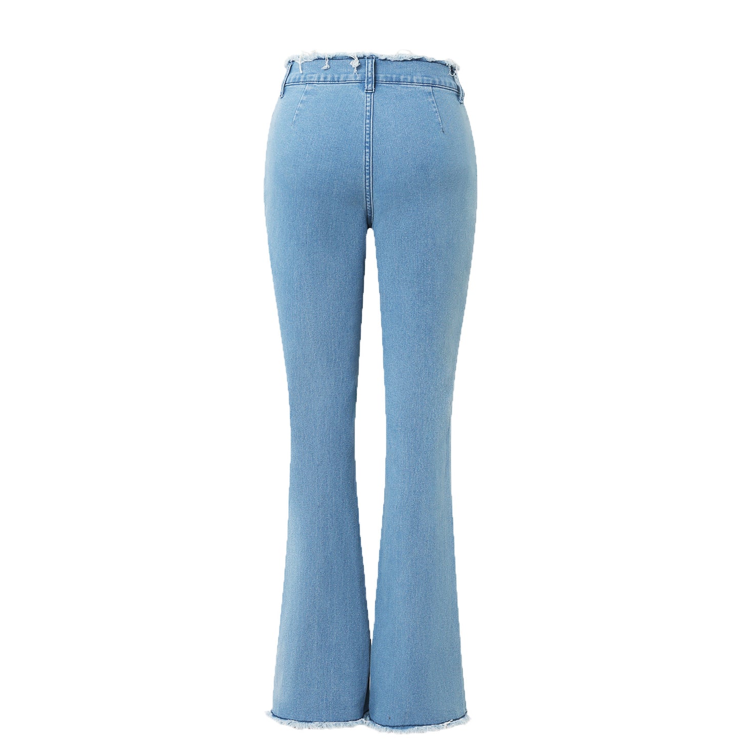 Real Shot Early Autumn Women Frayed Edge Cat Beard Hip Lifting Stretch Skinny Jeans