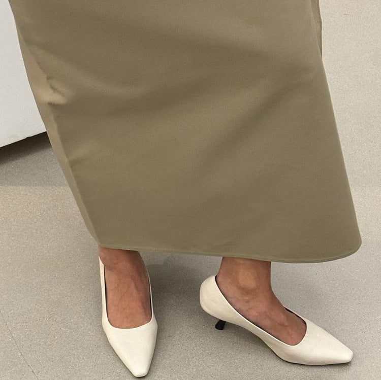 Elegant Niche Design Simple Women High Waist Slim Long Sheath Skirt