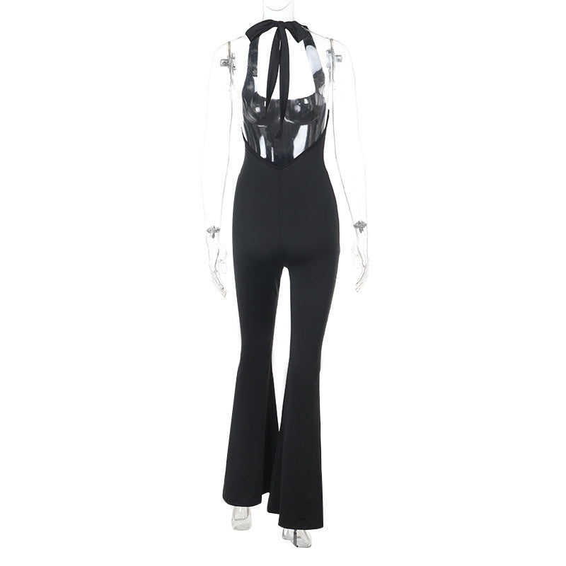 Sexy Backless Halter Tight Bootcut Pants Jumpsuit Women Women Clothing