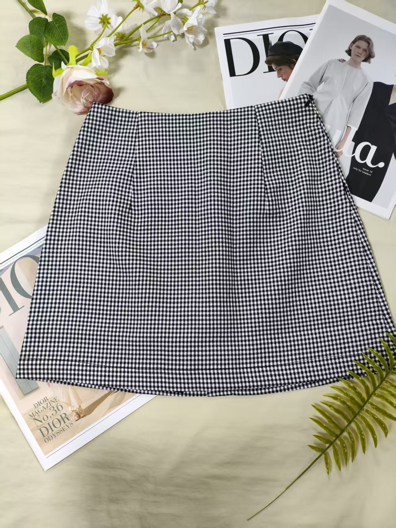 Short Wear Japanese Sheath Straight Skirt Plaid Design High Grade Small Size Women Summer Skirt