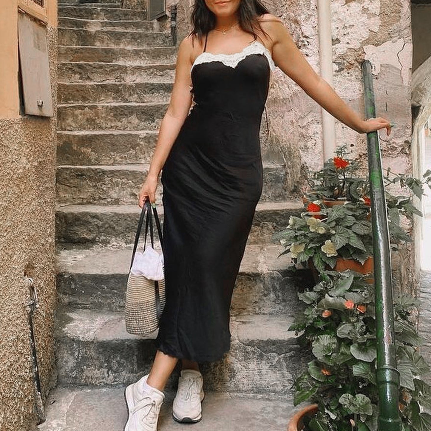 Women Clothing Slim Fit Evening Dress Maxi Dress Lace Lace Backless Sexy Strap Dress