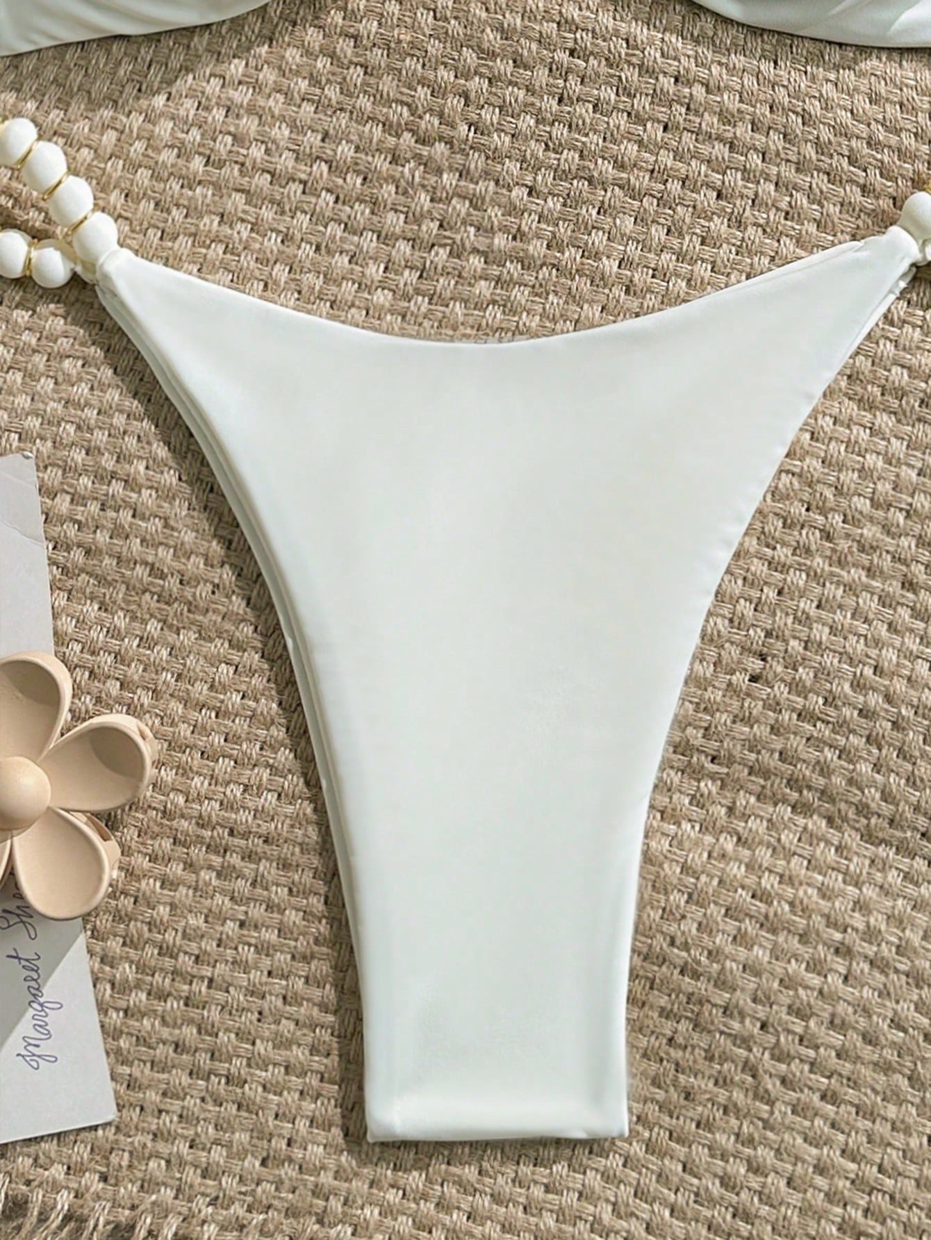Fresh Bikini Solid Color Twist Tie Sexy Split Swimsuit Outfit