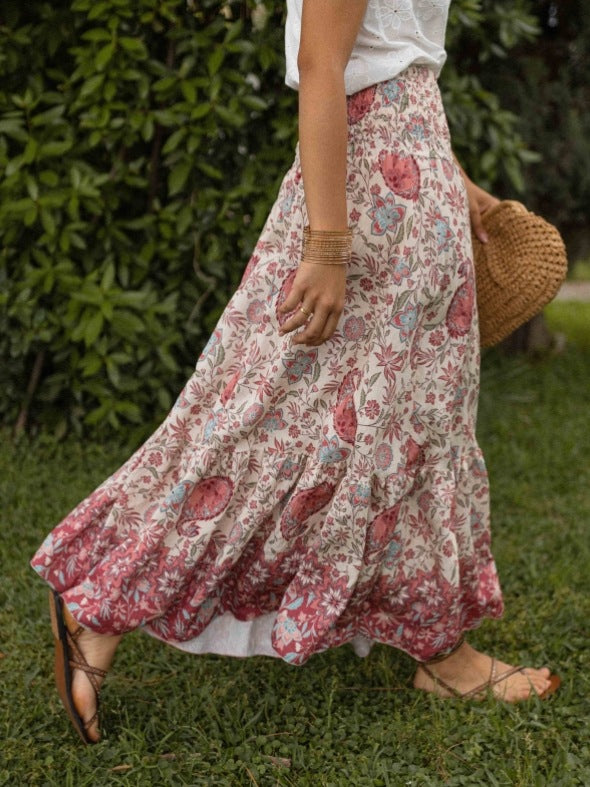 Summer Skirt Bohemian Print Holiday Big Hem Skirt Women