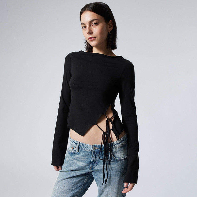 Women Clothing Summer Sexy Long Sleeve Elegant Slim Solid Color Bundle Top
