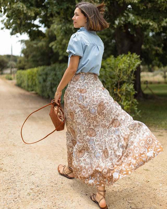 Summer Skirt Bohemian Print Holiday Big Hem Skirt Women